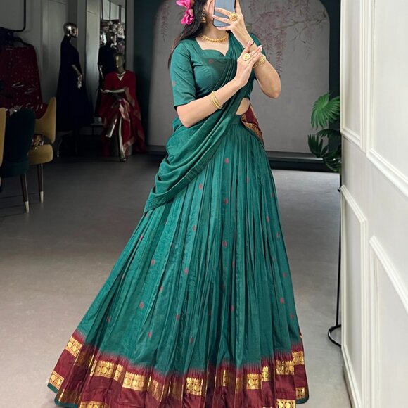 CHANDERI COTTON LEHENGA CHOLI - Picture 7 of 15